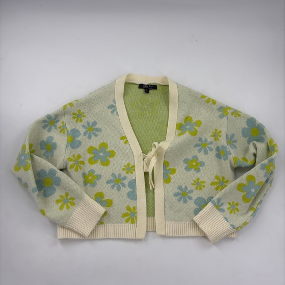 Witty Fox floral Green and Blue crop cardigan - Picture 7 of 7